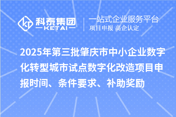 2025年第三批肇慶市中小企業(yè)數(shù)字化轉(zhuǎn)型城市試點(diǎn)數(shù)字化改造項(xiàng)目申報時間、條件要求、補(bǔ)助獎勵