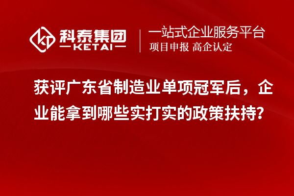 獲評廣東省制造業(yè)單項冠軍后，企業(yè)能拿到哪些實打?qū)嵉恼叻龀郑? style=