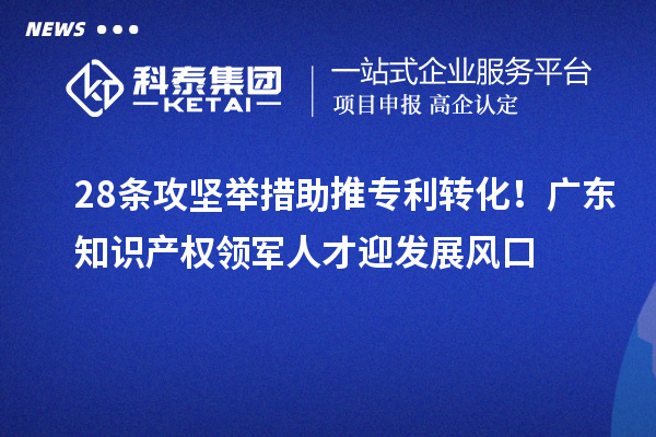 28條攻堅(jiān)舉措助推專利轉(zhuǎn)化！廣東知識產(chǎn)權(quán)領(lǐng)軍人才迎發(fā)展風(fēng)口