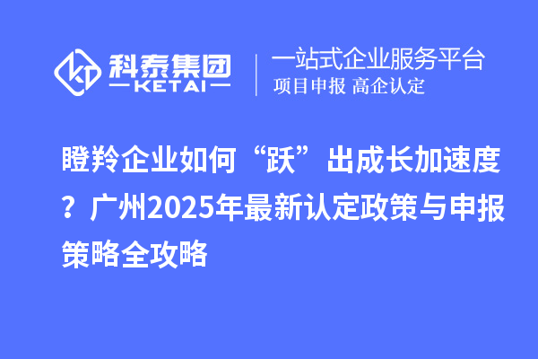 瞪羚企業(yè)如何“躍”出成長加速度？廣州2025年最新認(rèn)定政策與申報(bào)策略全攻略