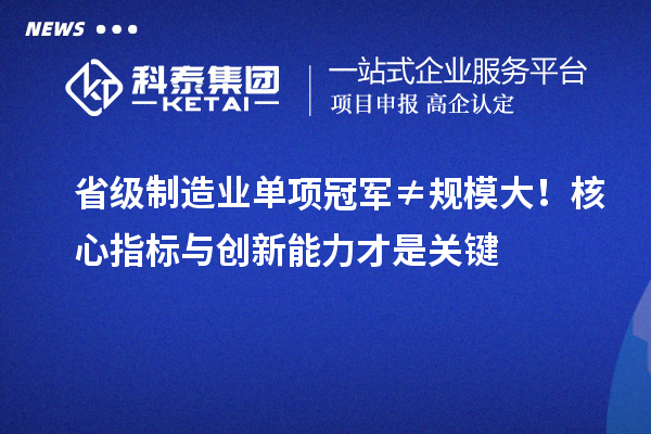 省級制造業(yè)單項冠軍≠規(guī)模大！核心指標(biāo)與創(chuàng)新能力才是關(guān)鍵