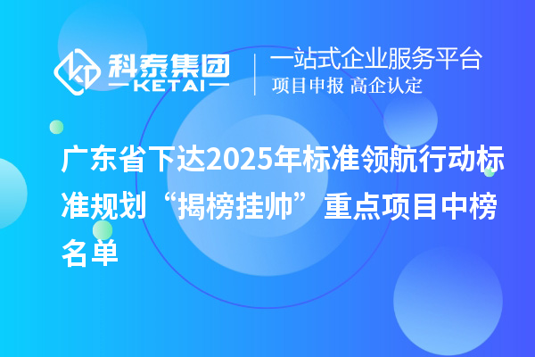 廣東省下達(dá)2025年標(biāo)準(zhǔn)領(lǐng)航行動標(biāo)準(zhǔn)規(guī)劃“揭榜掛帥”重點項目中榜名單