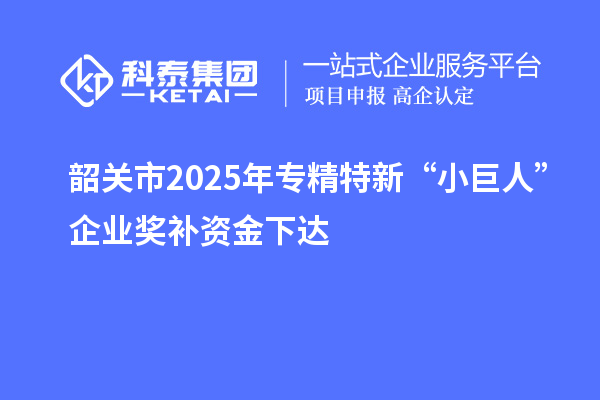 韶關市2025年專精特新“小巨人”企業(yè)獎補資金下達