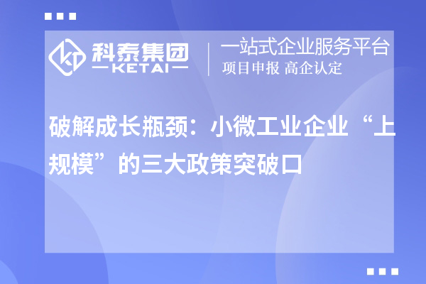 破解成長瓶頸：小微工業(yè)企業(yè)“上規(guī)模”的三大政策突破口