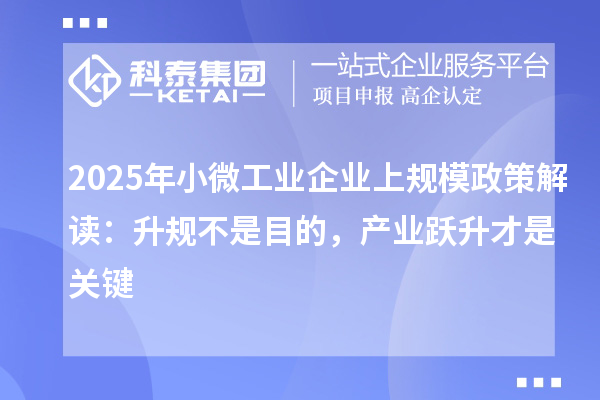 2025年小微工業(yè)企業(yè)上規(guī)模政策解讀：升規(guī)不是目的，產(chǎn)業(yè)躍升才是關(guān)鍵