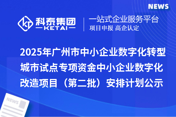 2025年廣州市中小企業(yè)數(shù)字化轉(zhuǎn)型城市試點(diǎn)專項(xiàng)資金中小企業(yè)數(shù)字化改造項(xiàng)目（第二批）安排計(jì)劃公示