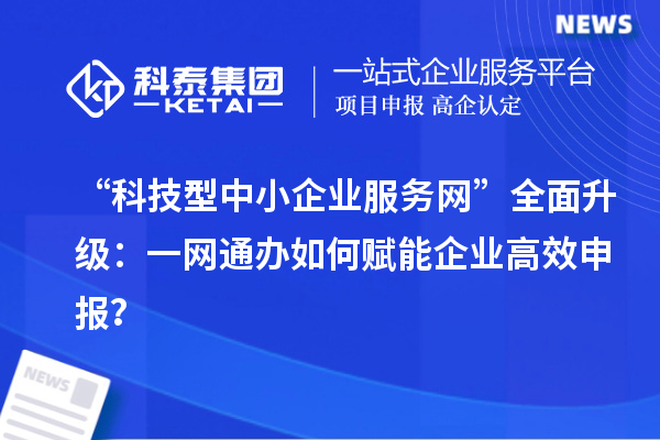 “科技型中小企業(yè)服務(wù)網(wǎng)”全面升級：一網(wǎng)通辦如何賦能企業(yè)高效申報(bào)？