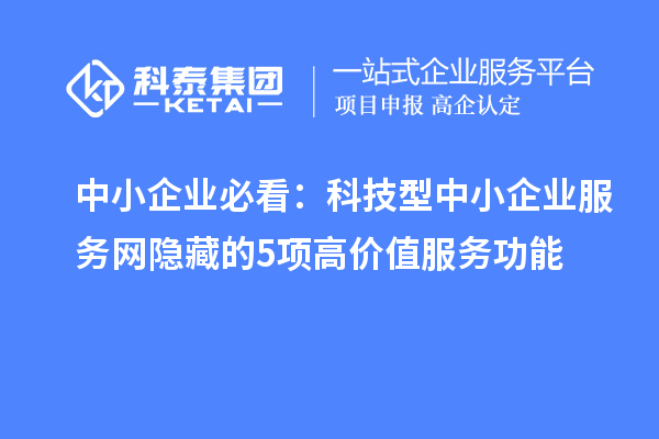 中小企業(yè)必看:科技型中小企業(yè)服務(wù)網(wǎng)隱藏的5項(xiàng)高價(jià)值服務(wù)功能
