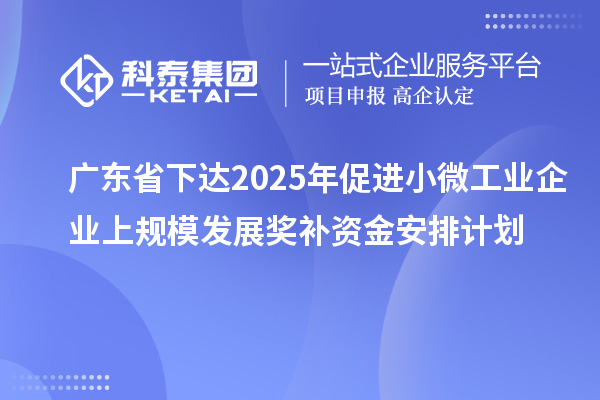 廣東省下達2025年促進小微工業(yè)企業(yè)上規(guī)模發(fā)展獎補資金安排計劃
