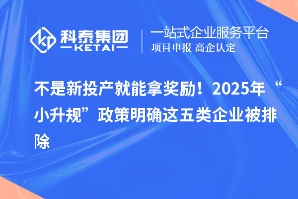 不是新投產(chǎn)就能拿獎(jiǎng)勵(lì)！2025年“小升規(guī)”政策明確這五類企業(yè)被排除