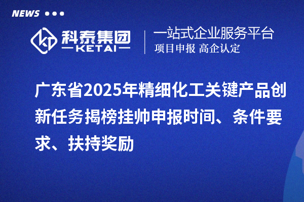 廣東省2025年精細(xì)化工關(guān)鍵產(chǎn)品創(chuàng)新任務(wù)揭榜掛帥申報時間、條件要求、扶持獎勵