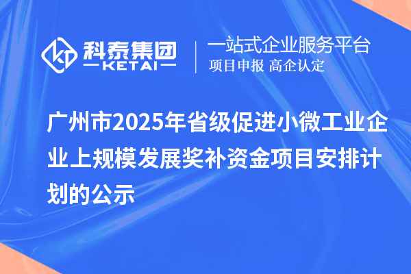 廣州市2025年省級(jí)促進(jìn)小微工業(yè)企業(yè)上規(guī)模發(fā)展獎(jiǎng)補(bǔ)資金項(xiàng)目安排計(jì)劃的公示