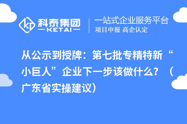 從公示到授牌：第七批專精特新“小巨人”企業(yè)下一步該做什么？（廣東省實(shí)操建議）