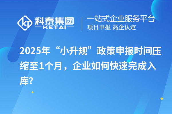 2025年“小升規(guī)”政策申報(bào)時(shí)間壓縮至1個(gè)月，企業(yè)如何快速完成入庫(kù)？
