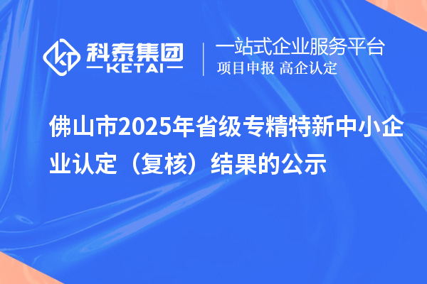 佛山市2025年省級專精特新中小企業(yè)認(rèn)定（復(fù)核）結(jié)果的公示